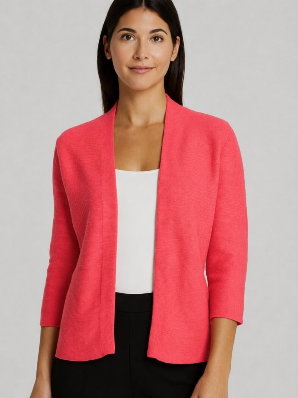 J. McLaughlin 3/4 Sleeve Open Front Cardigan Sweater Pink | Size Small